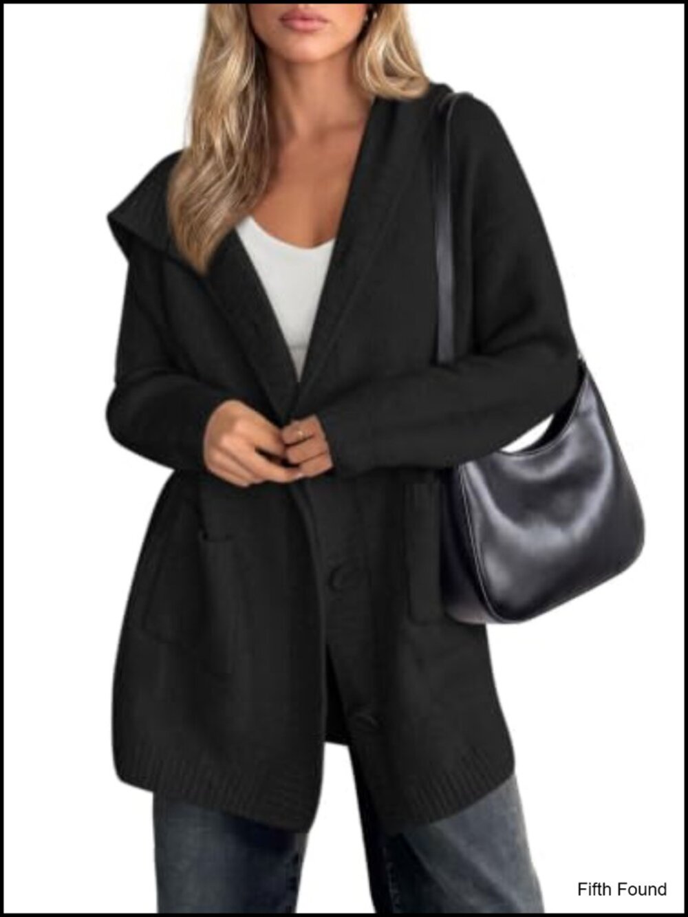 Hooded Button Up Oversized Long Cardigan Chunky Knit Sweater